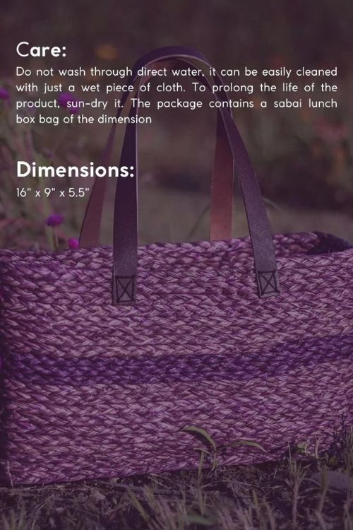 Handmade Sabai Grass Shopping Bag - Lavender