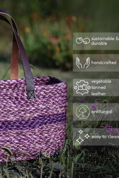 Kadam Haat Handmade Sabai Grass Shopping Bag - Lavender