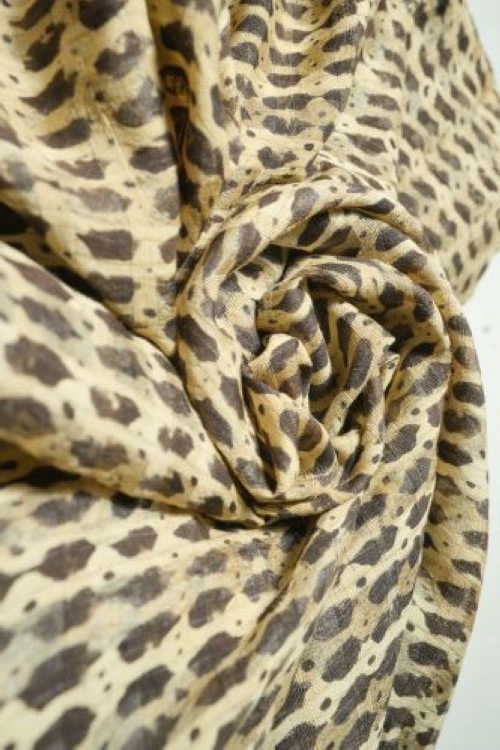 Creative Bee Natural Dye Block Print Tussar Fabric - Halda And Black