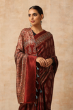 Riyaz Khatri Traditional Ajrakh Hand Block Printed And Natural Dye Modal Silk Saree With Beautiful Tassels - Brown