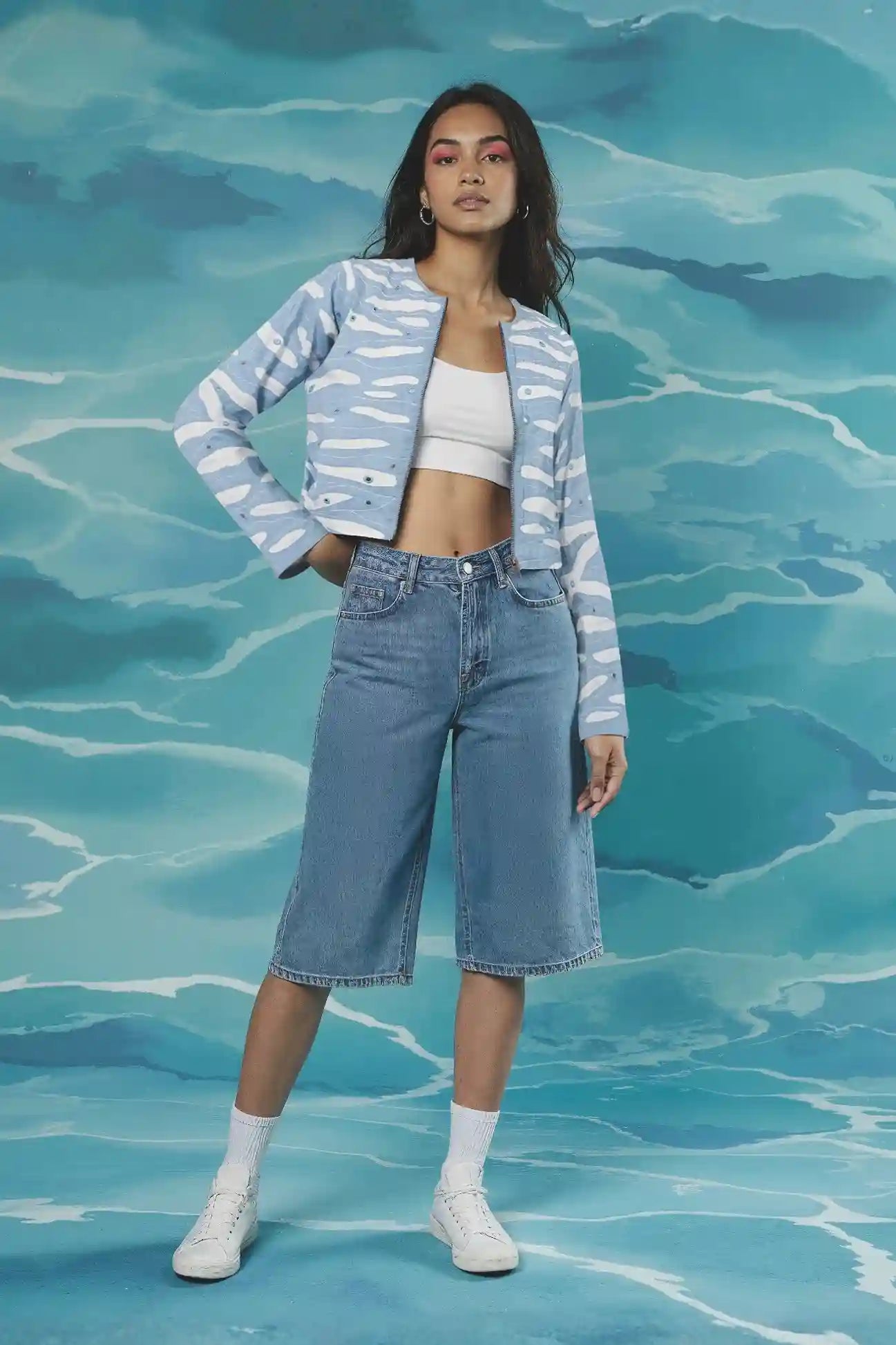 Okhai "Day Glow" Hand Applique and Embroidered Mirrorwork Pure Cotton Jacket