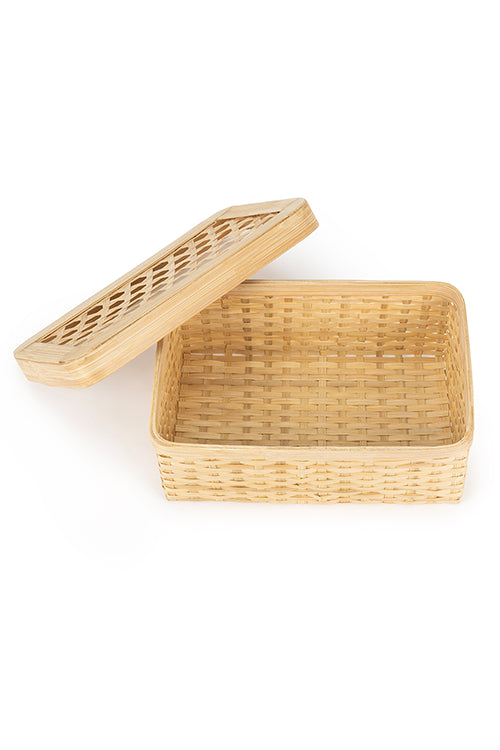 Greenkraftmira Handcrafted Bamboo Rectangular Box - Set Of 3