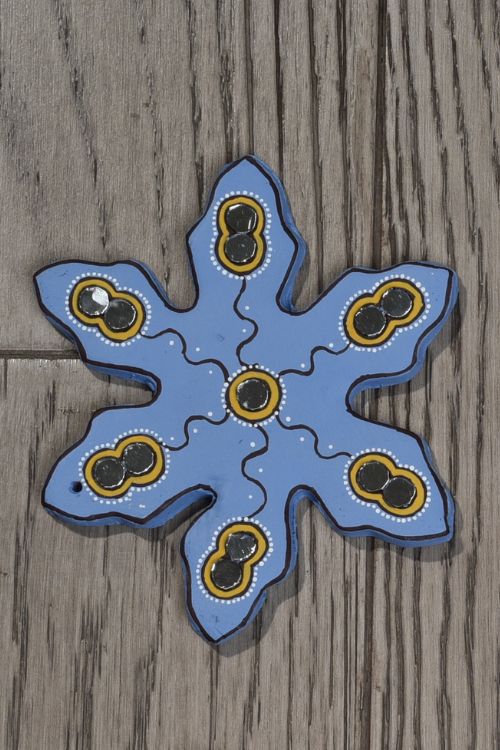 Antarang- Christmas Joy, Handcrafted: Terracotta Ornaments -  Blue (Set Of 4)