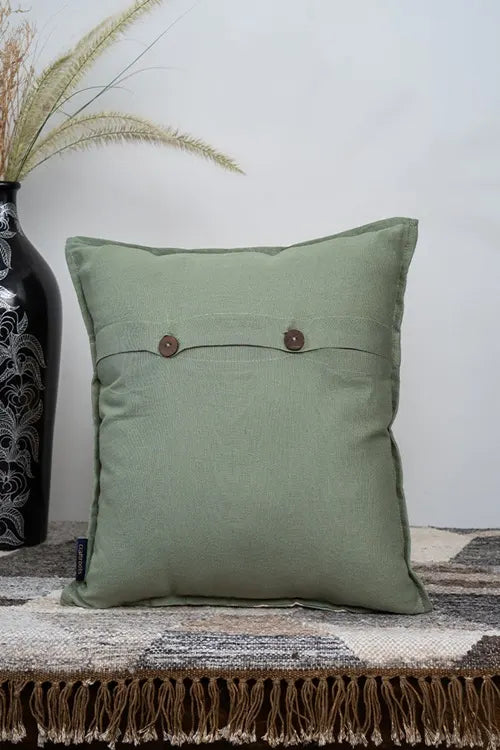 Craftroots Floral Handblock Peach & Mint Cushion Cover