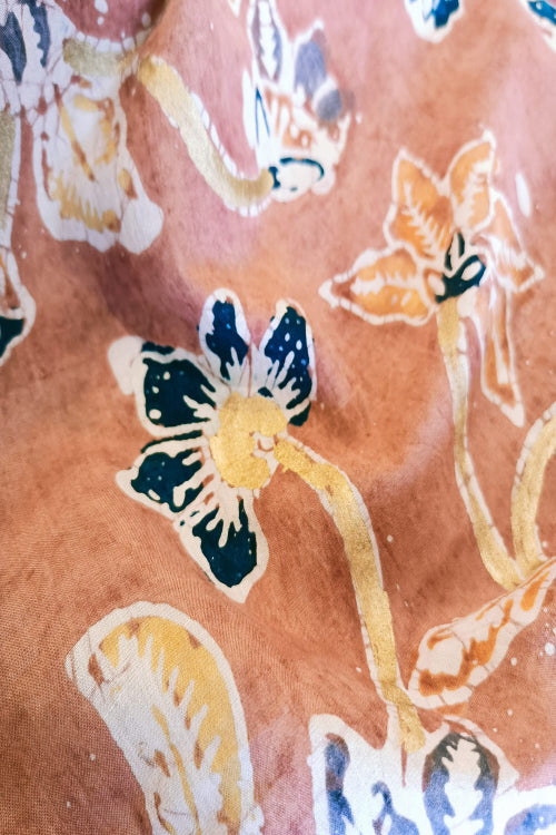 Creative Bee 'HEDY' Natural Dye Batik Hand Painted Handloom Cotton x Silk Fabric