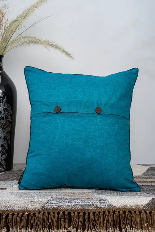 Craftroots Multi Patch Blue Applique Cushion Cover