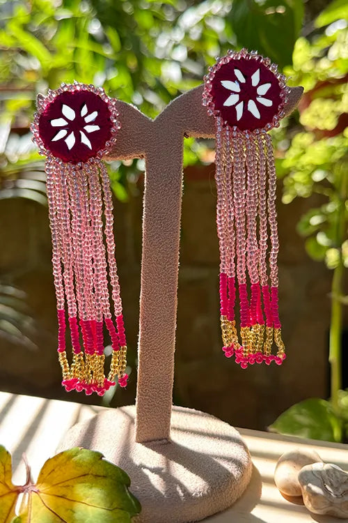 Antarang- Jil-Mil Earrings- Rani Pink