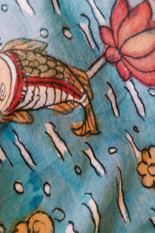 Creative Bee 'ZOEY' Natural Dye Hand-Painted Kalamkari Cotton Fabric