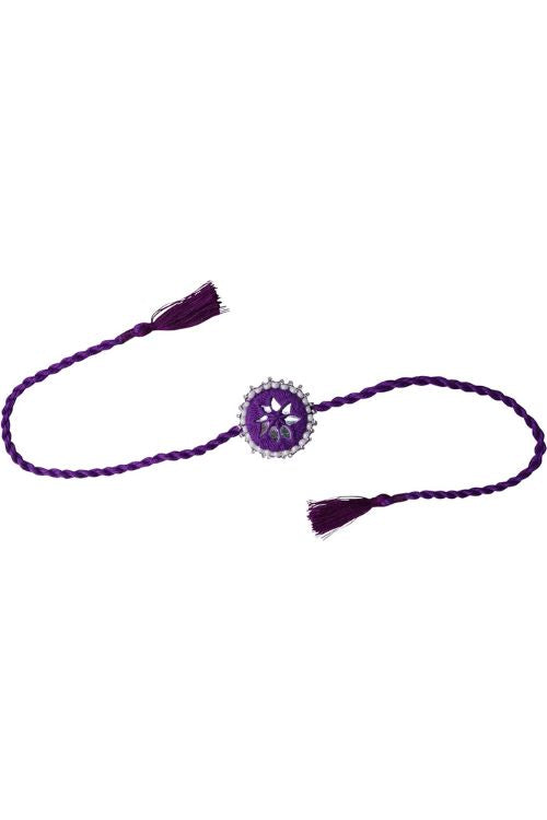 Antarang  (Set Of 2) Mirror Work, 100% Cotton,   Kajal Bhai Rakhi. Purple. Made By Divyang Rural Women