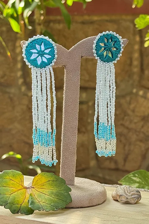 Antarang- Bead Work- Jil-Mil Earrings- Light Blue
