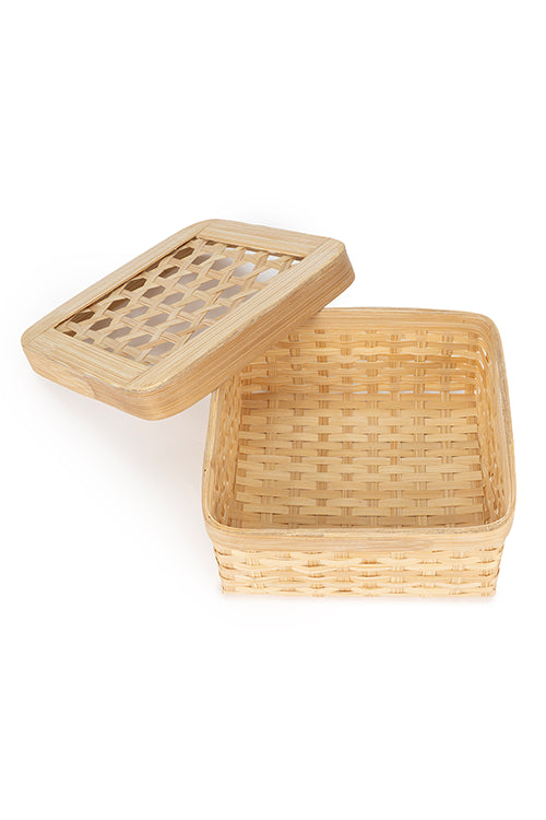 Greenkraftmira Handcrafted Bamboo Square Box - Set Of 3