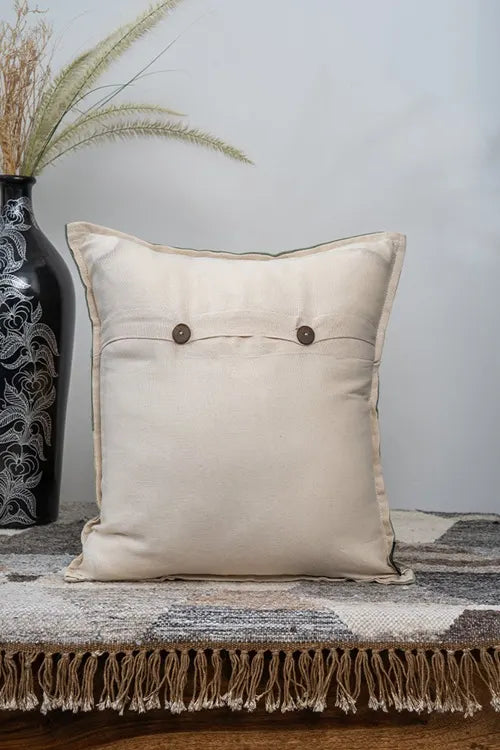 Craftroots Artisanal Peach & Mint Daisy Cushion Cover