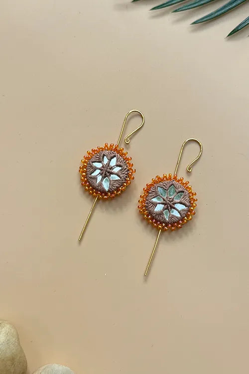 Antarang- Mirror Earrings- Kaan- Set Of 2- Light Grey And Light Brown Pair