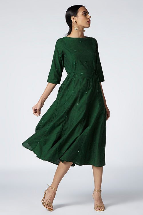 Okhai 'Emerald' Embroidered Cotton Dress | Rescue