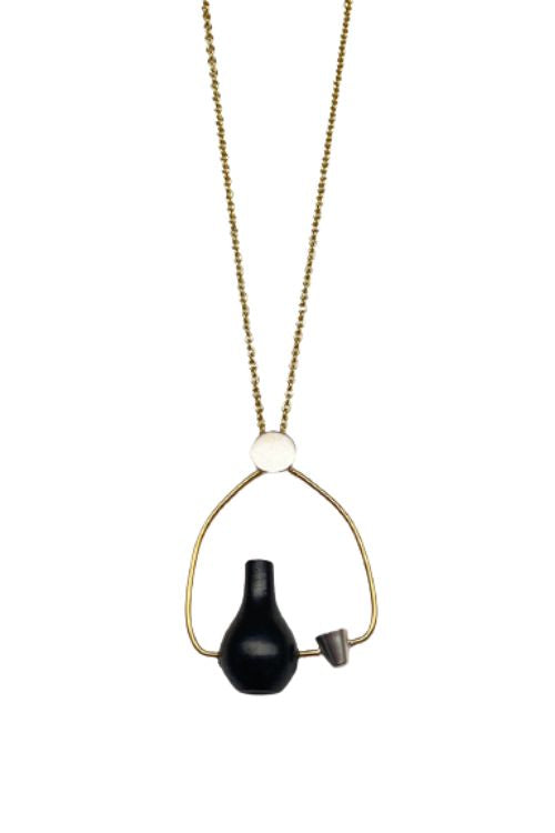 Kabbish'S Surahi And Glass Pendent, Black Pottery, Terracotta,