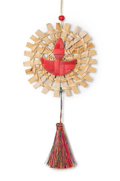 Greenkraft Mandala Diya Handcrafted Bamboo Hanging - Set Of 2
