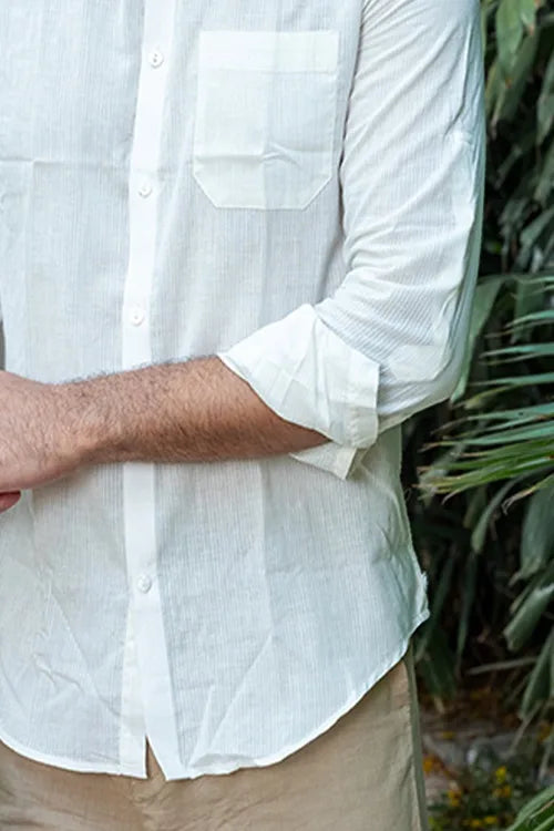Craftroots Handwoven White Cotton Shirt