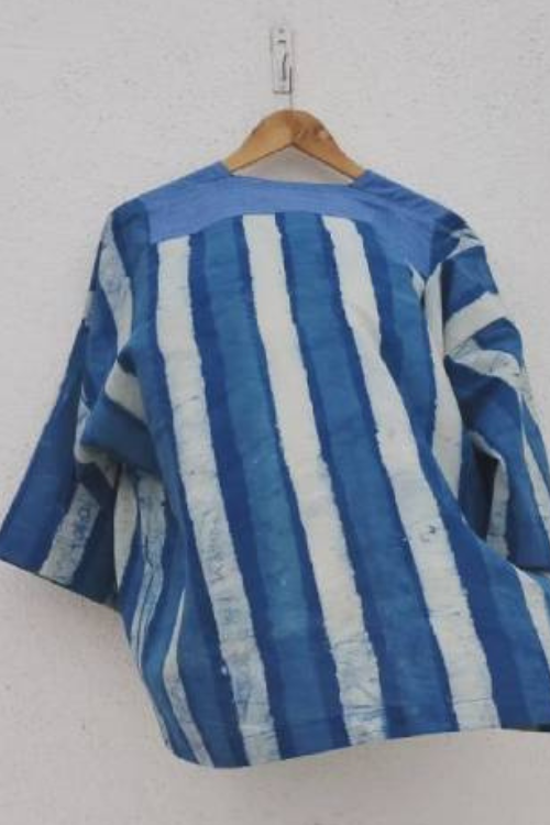 Patch Over Patch Indigo Stripe Jacket