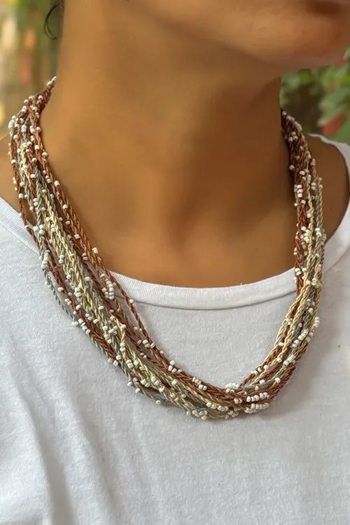 Antarang- Sakhi Bhoomi Neckpiece- [Shades Of Brown]- Threads & Beads