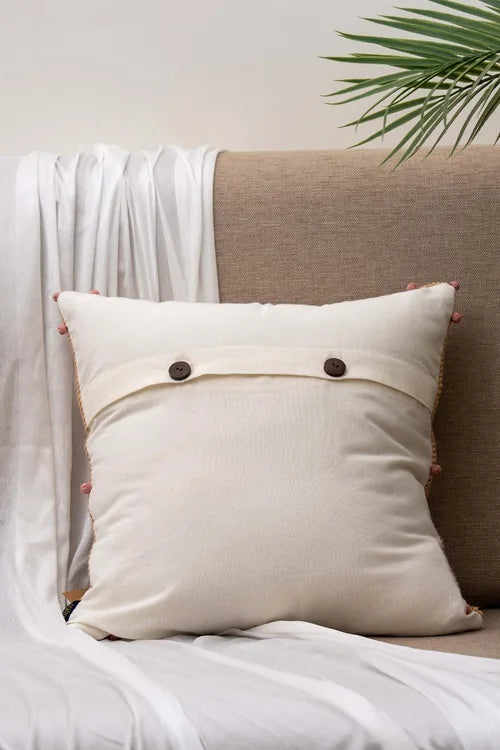 Craftroots Vintage Floral Crochet Applique Cushion Cover Cotton