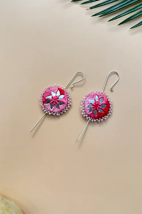 Antarang- Mirror Earrings- Kaan- Set Of 2- Grey And Pink Pair