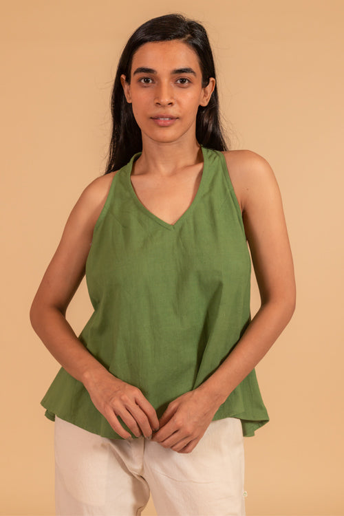 Moralfibre V Neck Incut Sleeves Top With Elasticated Side Panel From "Shapes Collection "