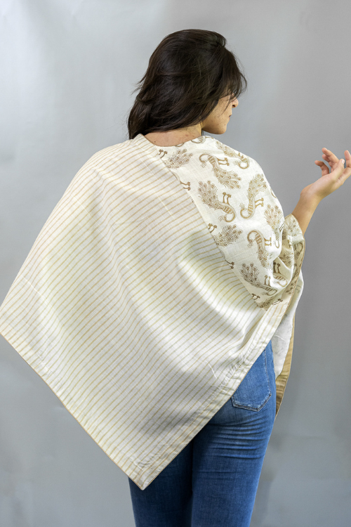 Moralfibre Golden Peacock Multi Pattern Poncho