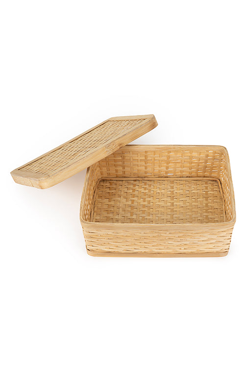 Greenkraftsora Handcrafted Bamboo Rectangular Box - Set Of 3