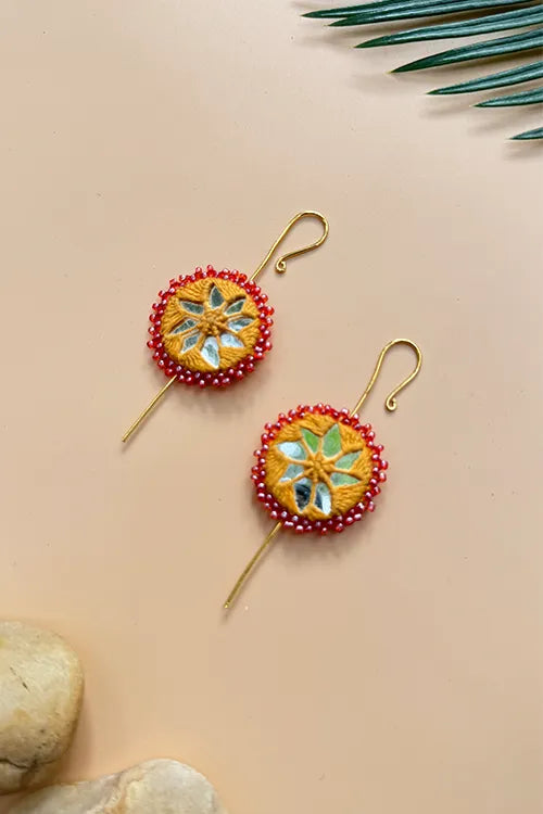 Antarang- Mirror Earrings- Kaan- Set Of 2- Lilac And Yellow Pair