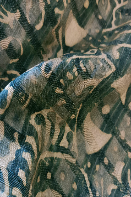 Creative Bee 'AYLA' Natural Dye Block Printed Tussar Silk Fabric