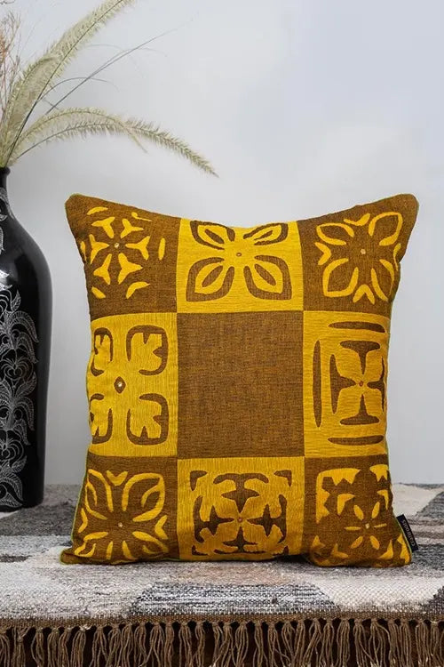 Craftroots Pink & Mustard Applique Patchwork Cushion Cover Set Of 2