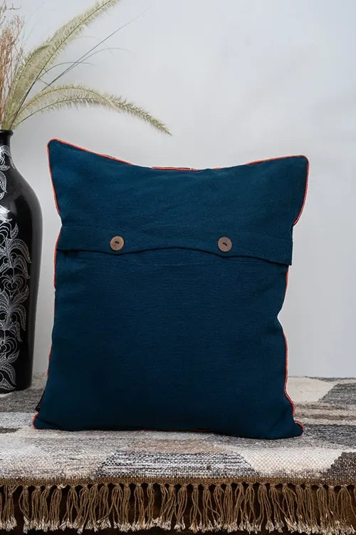 Craftroots Handmade Blue Block Print Cushion Cover