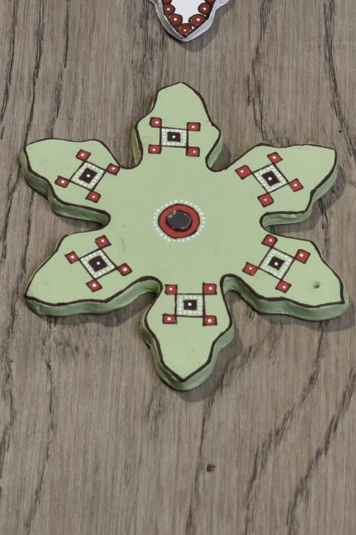 Antarang- Christmas Joy, Handcrafted: Terracotta Ornaments -  Light Green (Set Of 4)