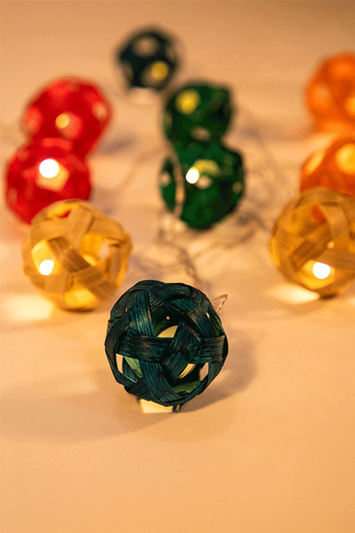 Greenkraft Multicoloured Star Full Moon Handcrafted bamboo String Light