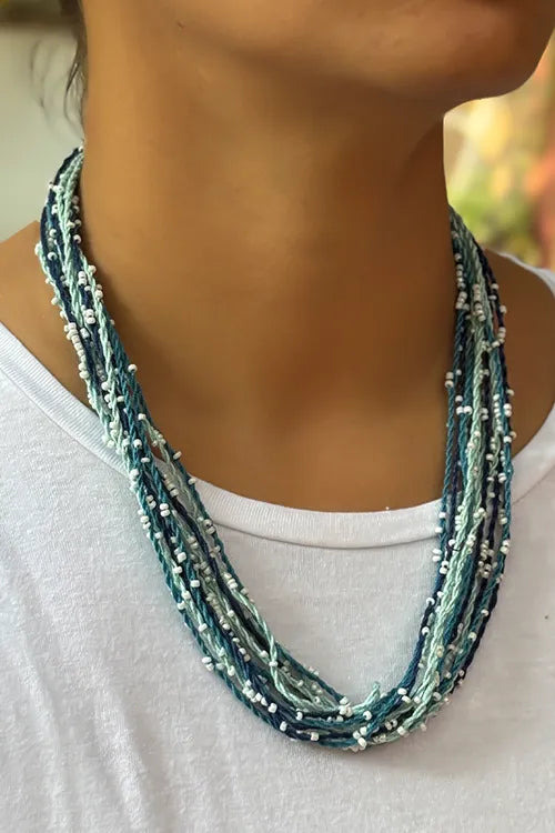 Antarang- Sakhi Aasmani Neckpiece- [Shades Of Blue]- Threads & Beads