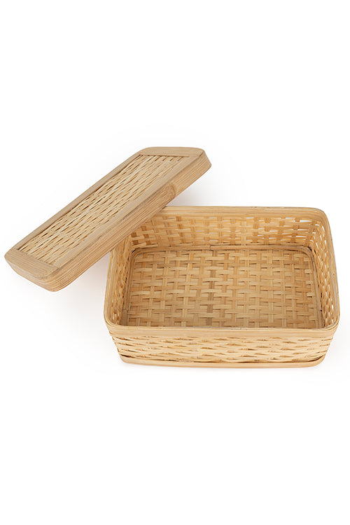 Greenkraftsora Handcrafted Bamboo Rectangular Box - Set Of 3