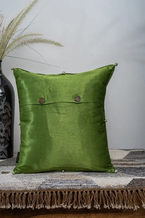 Craftroots Pista Green Gaji Silk Cushion Cover