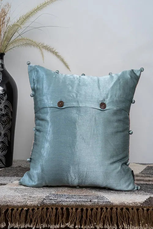Craftroots Handcrafted Gaji Silk Floral Cushion Cover