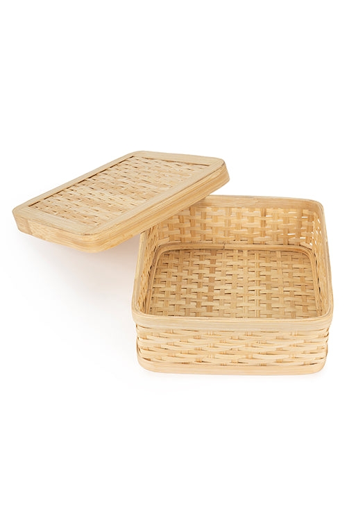 Greenkraftsora Handcrafted Bamboo Square Box - Set Of 3