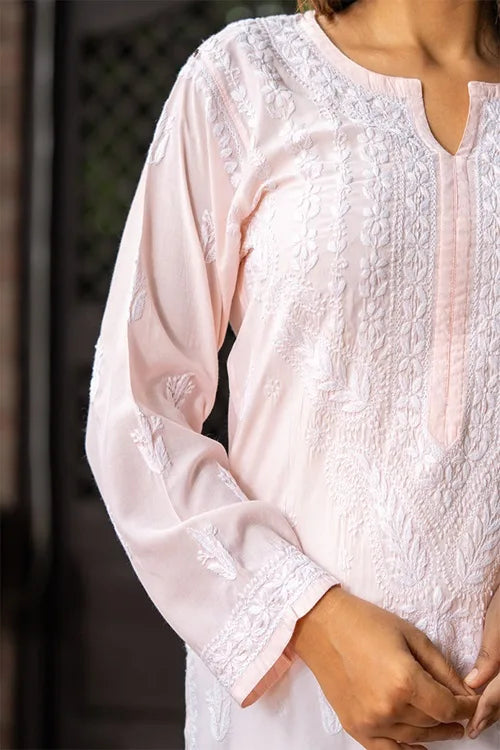 Craftroots Chikankari Yoke Long Kurta