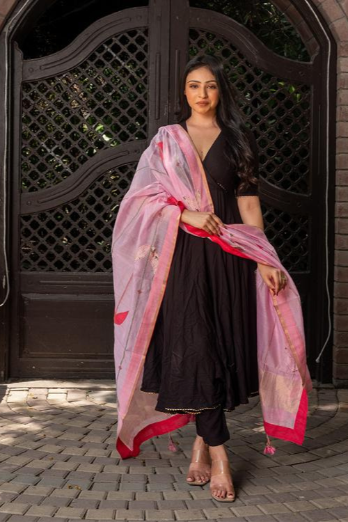 Craftroots Patchwork With Hanging Tassels Dupatta