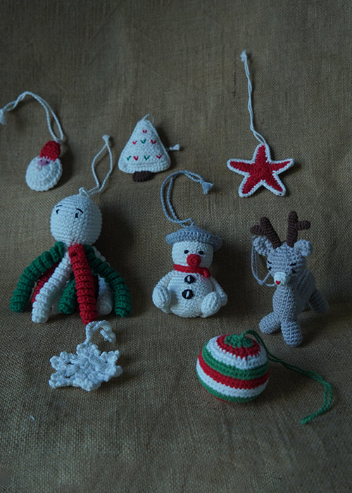 Himalayan Blooms Premium Handmade Crochet Christmas Ornaments – Set of 8