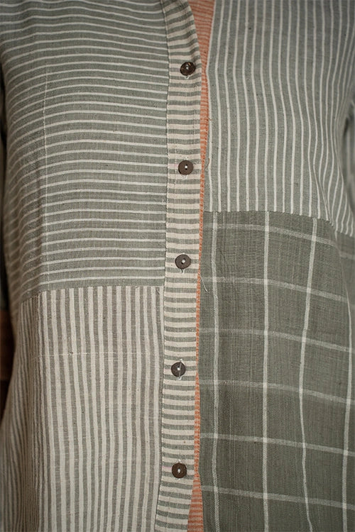 Moralfibre Wabi Sabi Grey Shirt With Multiple Textures & Weave