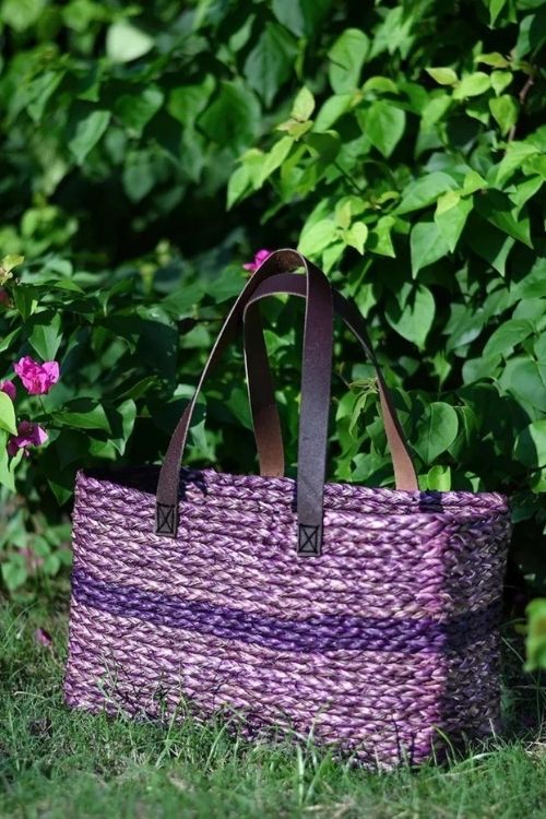 Kadam Haat Handmade Sabai Grass Shopping Bag - Lavender