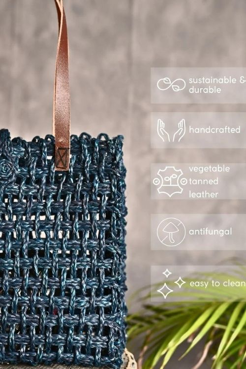 Kadam Haat Handmade Sabai Grass Mesh Bag - Large (Neer)