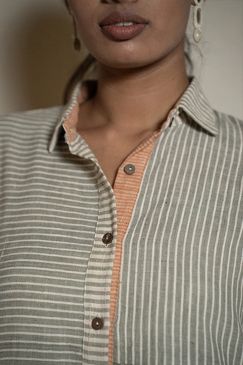 Moralfibre Wabi Sabi Grey Shirt With Multiple Textures & Weave