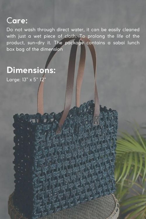 Kadam Haat Handmade Sabai Grass Mesh Bag - Large (Neer)