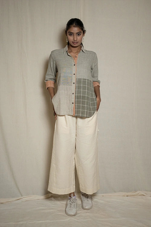 Moralfibre Wabi Sabi Grey Shirt With Multiple Textures & Weave