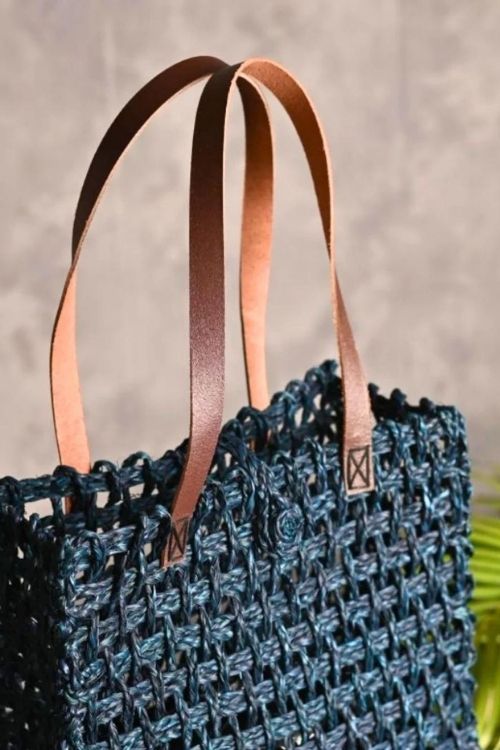 Kadam Haat Handmade Sabai Grass Mesh Bag - Large (Neer)