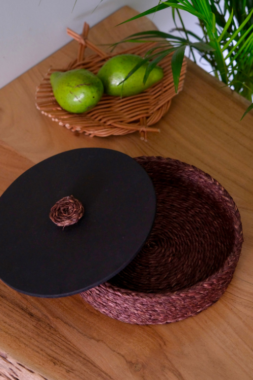 Kadam Haat Handmade Sabai Grass Roti Box - Brown